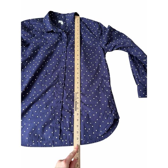 Garnet Hill Button Down Shirt Polka Dot Blue Preppy Career size 8 - Picture 5 of 11